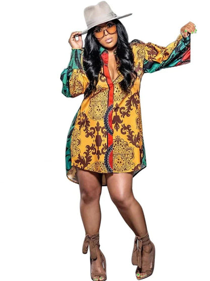 Autumn New African Dresses for Women Vetement Femme Dashiki Yellow Shirt Dress Africa Clothes Dashiki Ankara Dresses Ladies