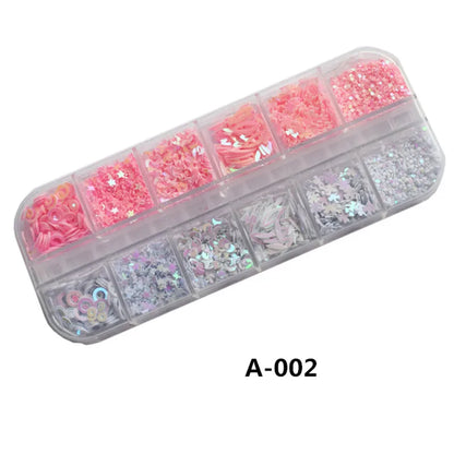 Sequins Holographic Holo Love Star Pink White Nail Body Art Glitter Box Sequin Nails Paillette Flakes Decoration Manicure Tools