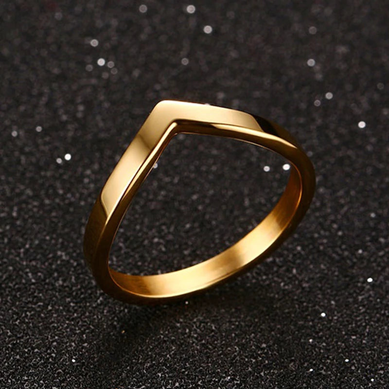 Simple Chevron V Shape Ring or Party 316L Stainless Steel Fashion Jewelry Rings For Women