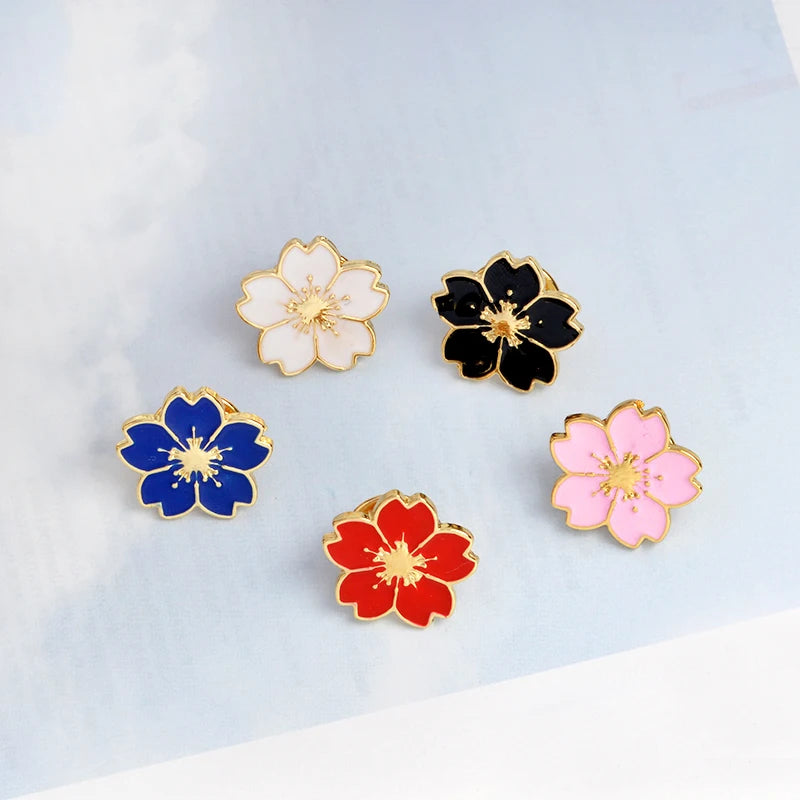 Multi color Sakura pins Flower pins Badges Brooches Hard enamel lapel pin Backpack Accessories Japanese flower Sakura jewelry