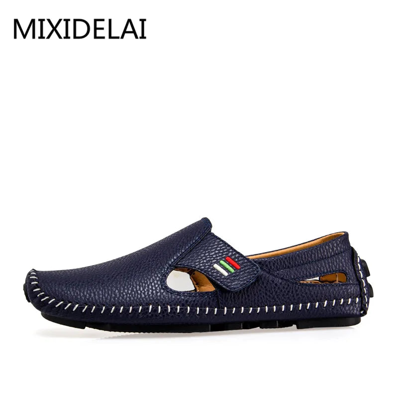 MIXIDELAI Fashion Moccasins For Men Loafers Summer Walking Breathable Casual Shoes Men Hook&loop Driving Boats Men Shoes Flats