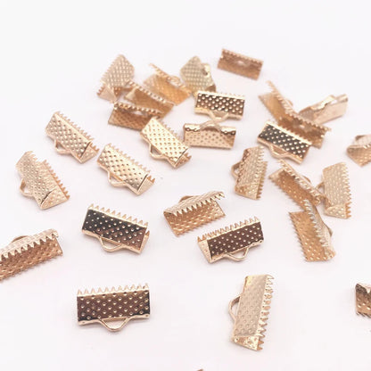 6/8/10/13mm Metal Crimp End Fold Over Clasps Cord End Clips DIY Jewelry Making