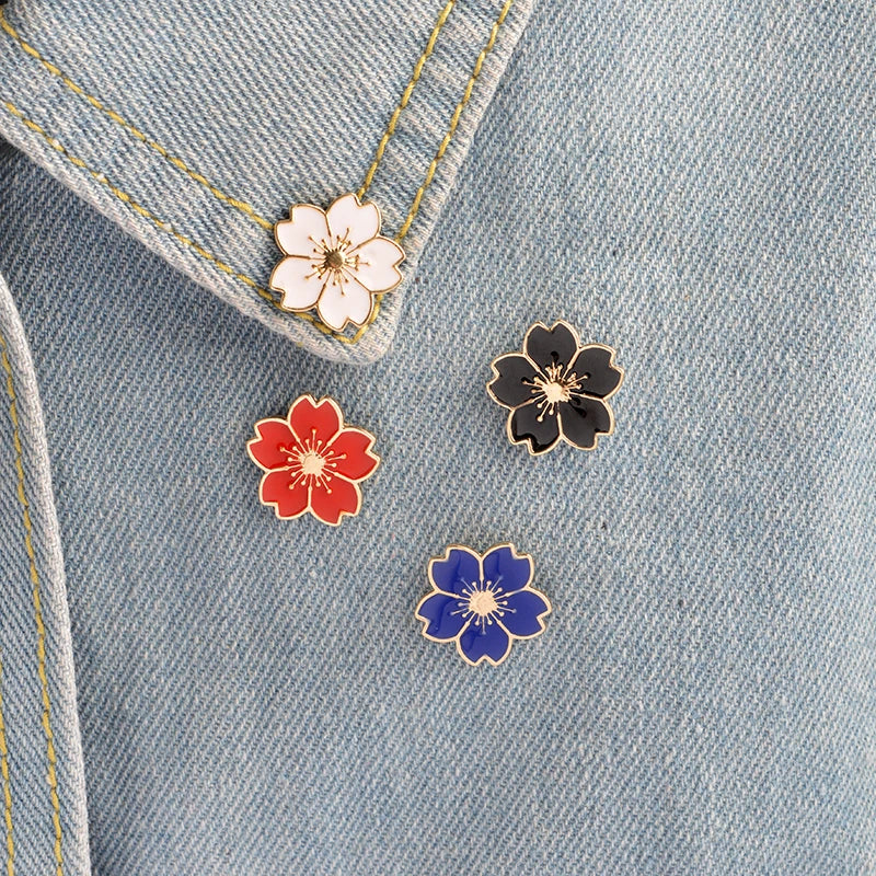 Multi color Sakura pins Flower pins Badges Brooches Hard enamel lapel pin Backpack Accessories Japanese flower Sakura jewelry