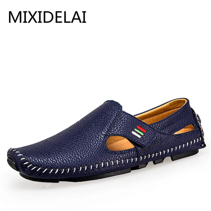 MIXIDELAI Fashion Moccasins For Men Loafers Summer Walking Breathable Casual Shoes Men Hook&loop Driving Boats Men Shoes Flats