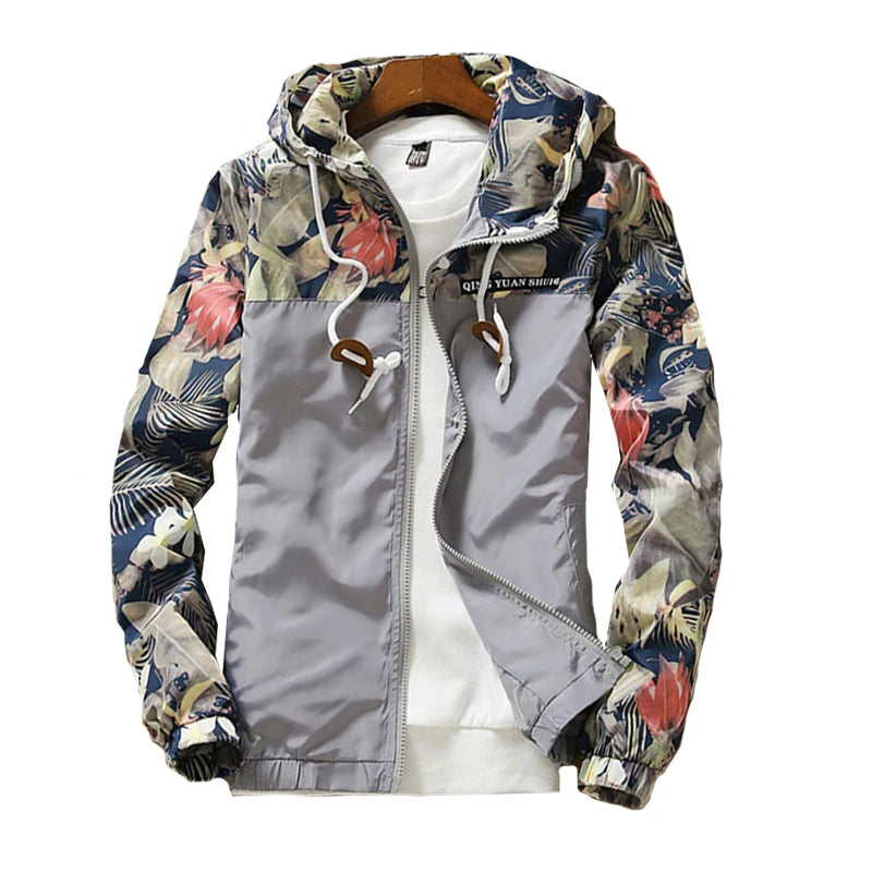 Women's Hooded Jackets 2024 Spring Autumn Floral Causal Windbreaker Women Basic Jackets Coats Zipper Lightweight Jackets Famale