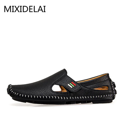 MIXIDELAI Fashion Moccasins For Men Loafers Summer Walking Breathable Casual Shoes Men Hook&loop Driving Boats Men Shoes Flats