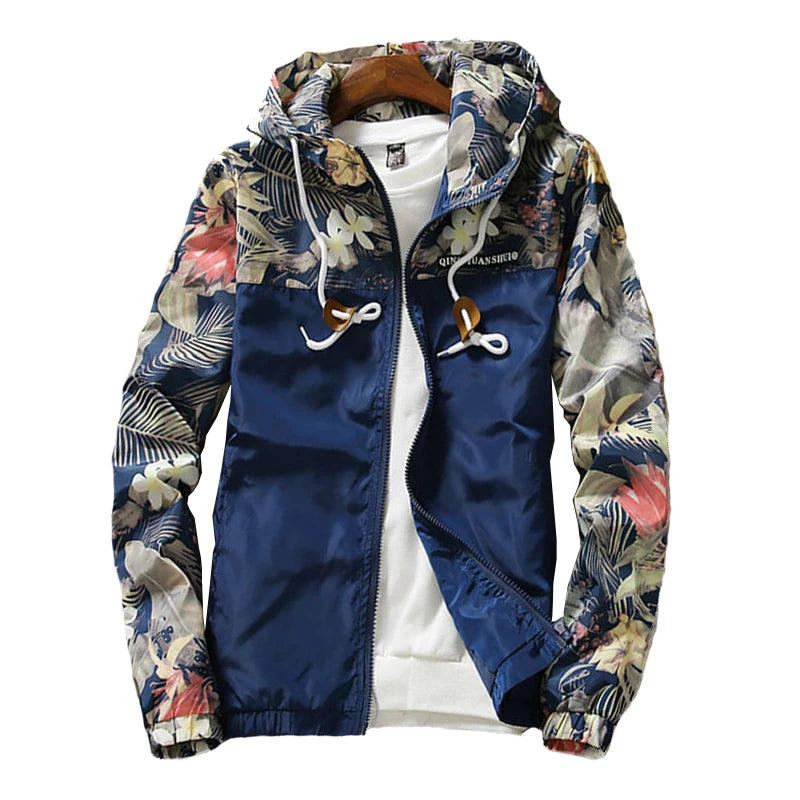 Women's Hooded Jackets 2024 Spring Autumn Floral Causal Windbreaker Women Basic Jackets Coats Zipper Lightweight Jackets Famale