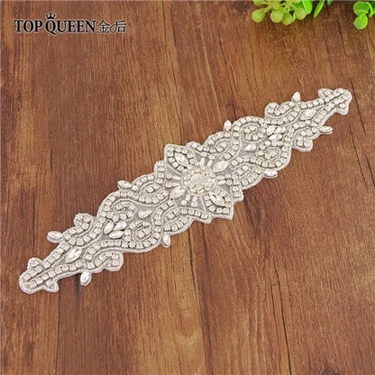 TOPQUEEN S26 Luxury Rhinestones Wedding Dresses Belt Women Crystal Applique Decoration Sparkly for Bride Waistband Bridal Sash