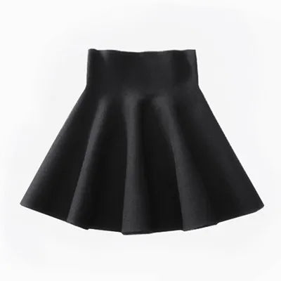 Autumn Winter Korean Women Skirt Knitting Woolen Midi Skirt Winter Ladies High Waist Casual Pleated Elastic Flared Skirts Womens