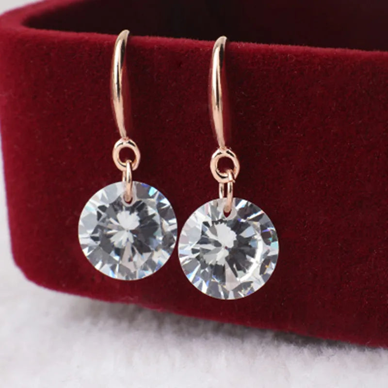 Hot Selling Lady Elegant Fashion Noble Zircon Crystal Dangle Drop Earrings For Women Jewelry Dainty Boucle Mujer Brincos