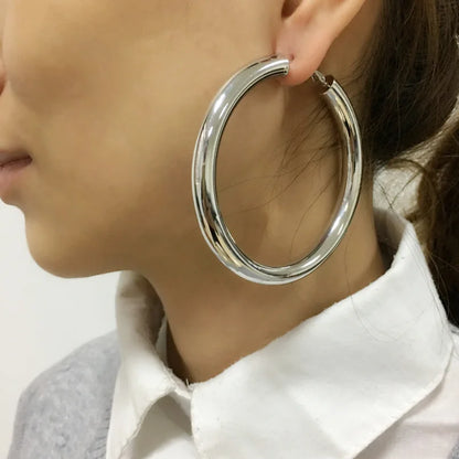 UKEN 2024 Punk Fashion 70mm Diameter Wide Big Hoop Earrings For Women Statement Earrings Brincos Jewelry Accessories Thick