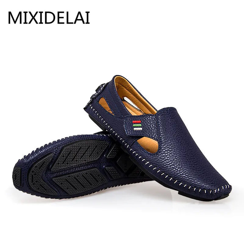 MIXIDELAI Fashion Moccasins For Men Loafers Summer Walking Breathable Casual Shoes Men Hook&loop Driving Boats Men Shoes Flats