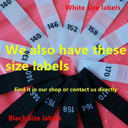 50PCS White Woven Cloth Size Label for baby 56 62 68 74 80 86 92 98 104 110 116 122 128 134 140 146 152 Polyester Sizing Labels