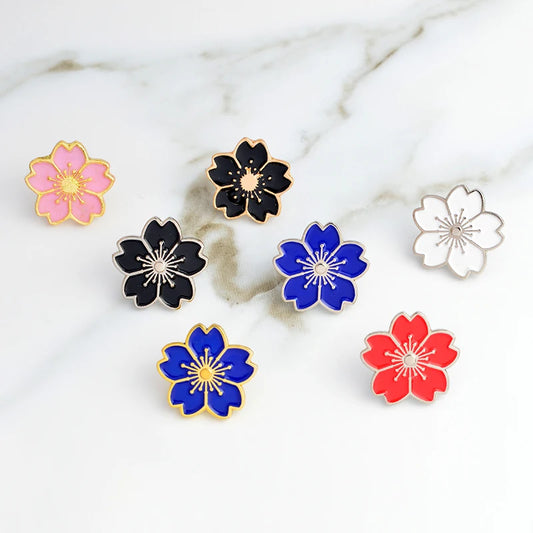 Multi color Sakura pins Flower pins Badges Brooches Hard enamel lapel pin Backpack Accessories Japanese flower Sakura jewelry