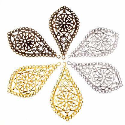 Free shipping 10Pcs Bronze Flower Filigree Wraps Connectors Metal Crafts Gift Decoration DIY 7.8x4.2cm