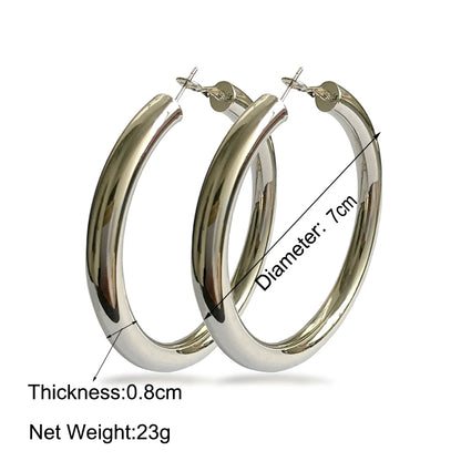 UKEN 2024 Punk Fashion 70mm Diameter Wide Big Hoop Earrings For Women Statement Earrings Brincos Jewelry Accessories Thick