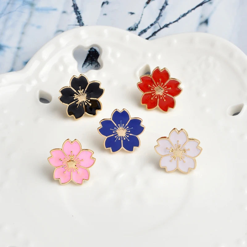 Multi color Sakura pins Flower pins Badges Brooches Hard enamel lapel pin Backpack Accessories Japanese flower Sakura jewelry