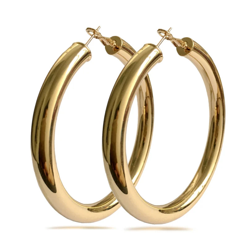 UKEN 2024 Punk Fashion 70mm Diameter Wide Big Hoop Earrings For Women Statement Earrings Brincos Jewelry Accessories Thick