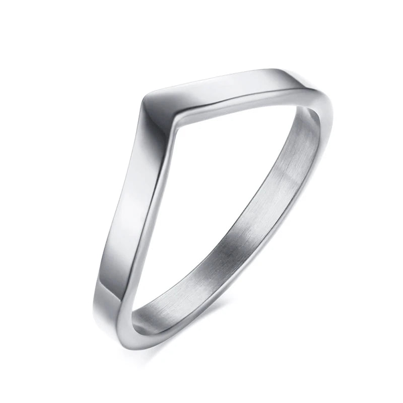 Simple Chevron V Shape Ring or Party 316L Stainless Steel Fashion Jewelry Rings For Women