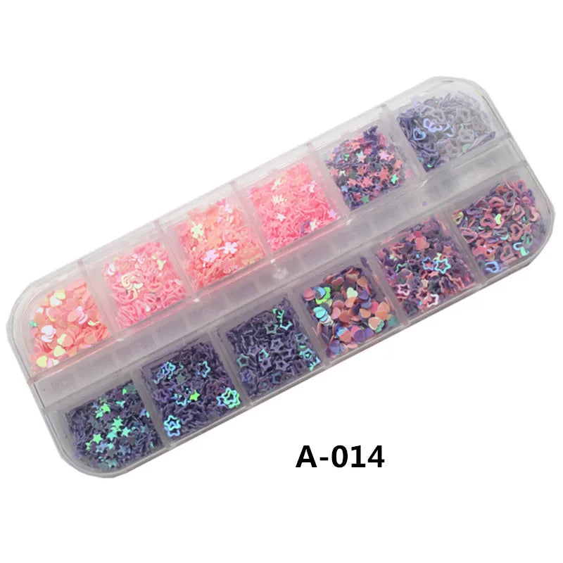 Sequins Holographic Holo Love Star Pink White Nail Body Art Glitter Box Sequin Nails Paillette Flakes Decoration Manicure Tools