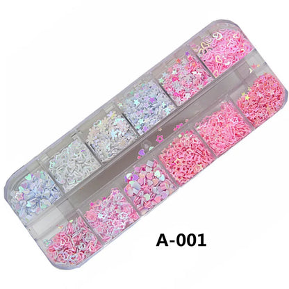 Sequins Holographic Holo Love Star Pink White Nail Body Art Glitter Box Sequin Nails Paillette Flakes Decoration Manicure Tools