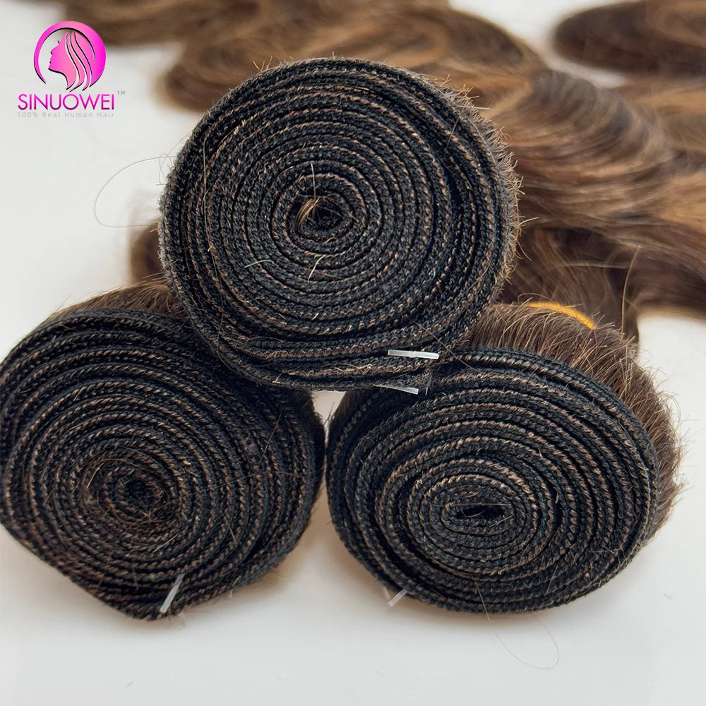 30 32 Inch Highlight Body Wave Bundle 100% Human Hair Bundle P4/27 Honey Brown Brazilian Hair Bundles 1 3 4 Remy Hair Bundle