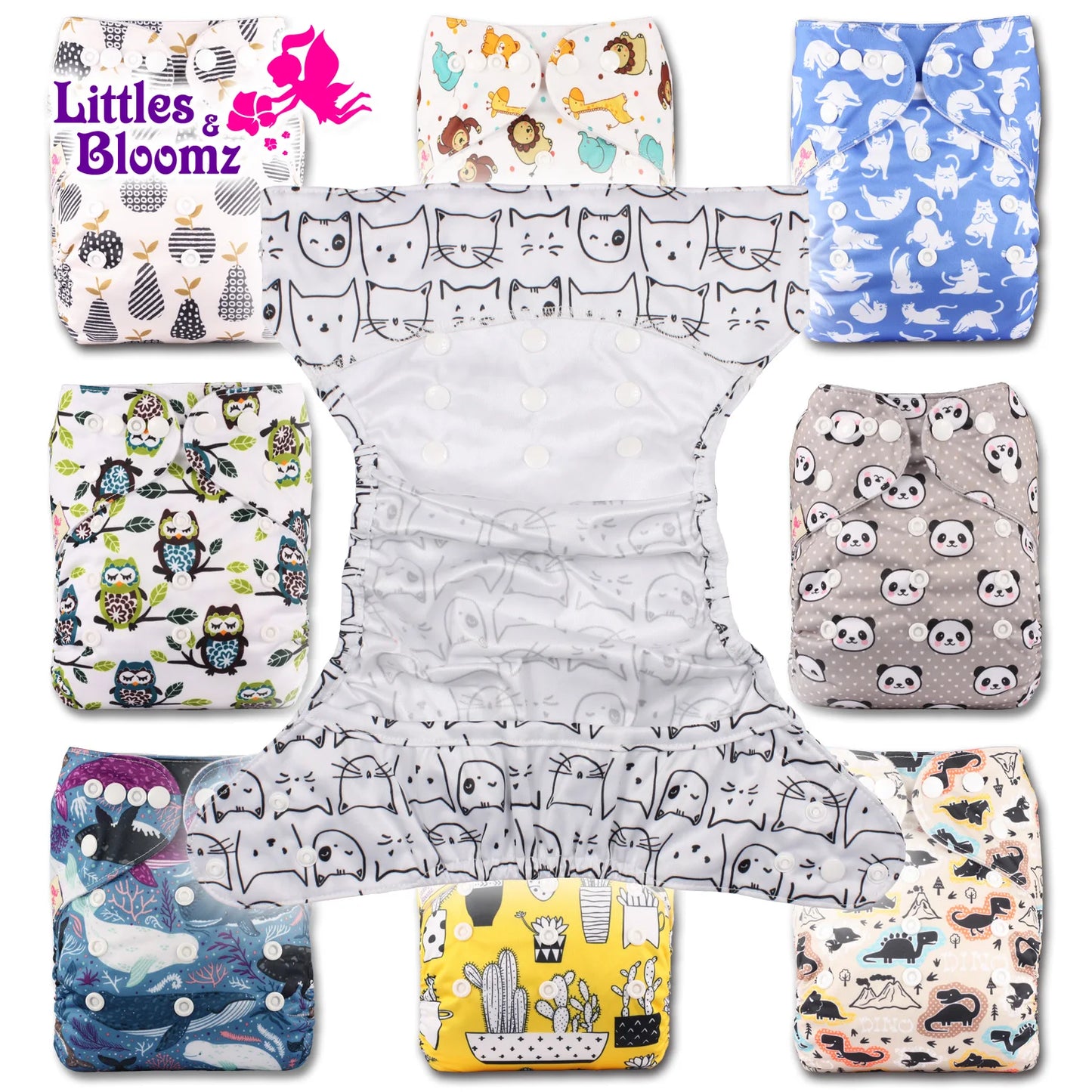 [Littles&Bloomz] 2024 New Baby One Size Reusable Cloth NAPPY Cover Wrap To Use With Flat or Fitted Nappy Diaper