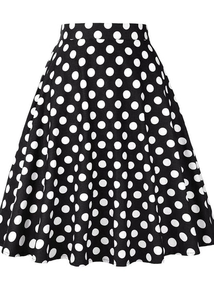 Women's Runway Cotton Retro Vintage Skirt Black Faldas High Waist A Line Rockabilly Jupe 50s Swing Umbrella Skirts Pin Up Skater