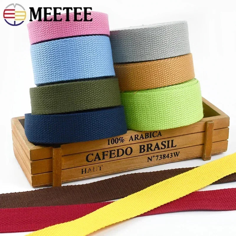 8M 20/25/32/38mm 2mm Thick Webbing Tapes Polyester Cotton Canvas Bag Webbings Ribbon for Backpack Strap Belt Band Garment Craft