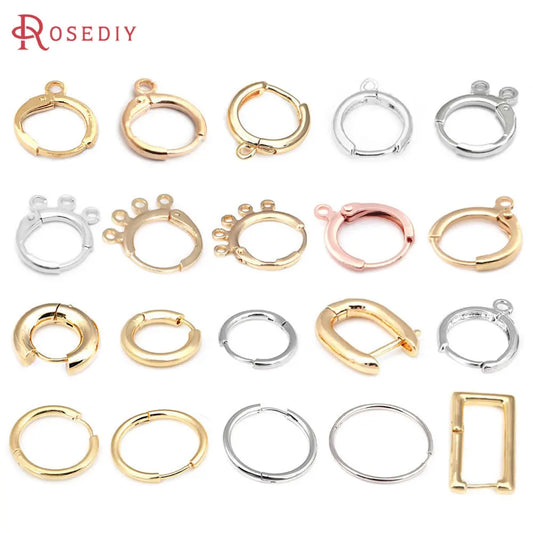 18K Gold Color Brass Round Rectangle Loop Earrings Hoops Earrings High Quality Diy Jewelry Findings Accessories Making Supplies