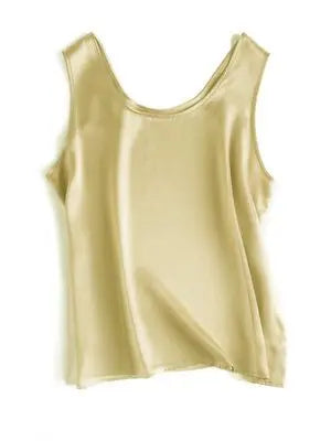 SuyaDream. Women Basic Cozy Tanks, 100%Real Silk, O neck Sleeveless Chic T Shirt, 2024 Solid Summer Vests, White, Pink, Beige