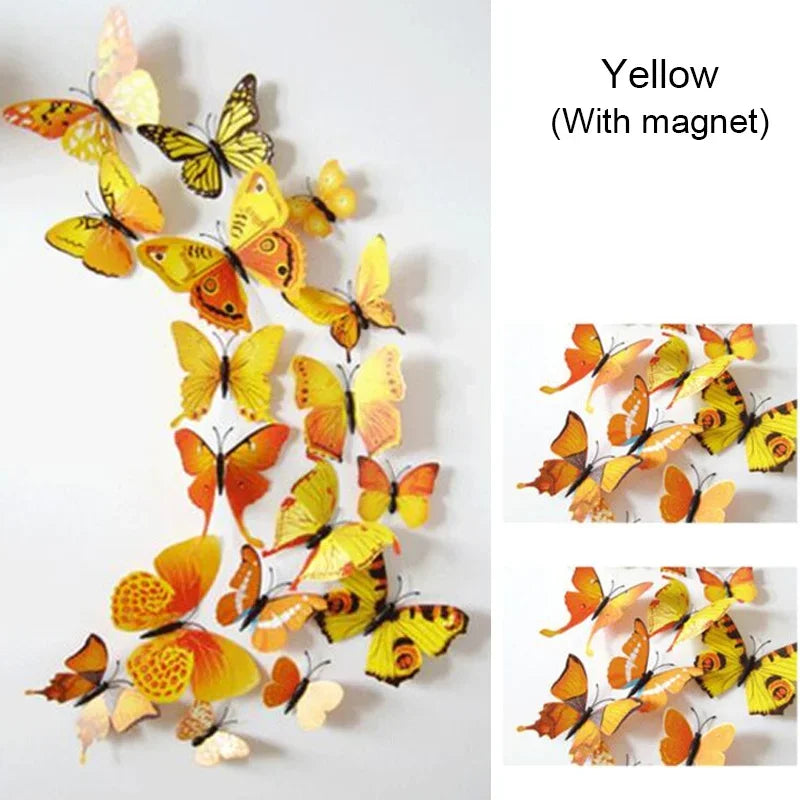 12PCS PVC 3D Butterfly Wall Decor Cute Butterflies Wall Stickers Art Decal Home Decoration Room Wall Art Wallpaper Party Decor