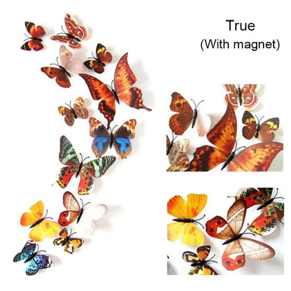 12PCS PVC 3D Butterfly Wall Decor Cute Butterflies Wall Stickers Art Decal Home Decoration Room Wall Art Wallpaper Party Decor