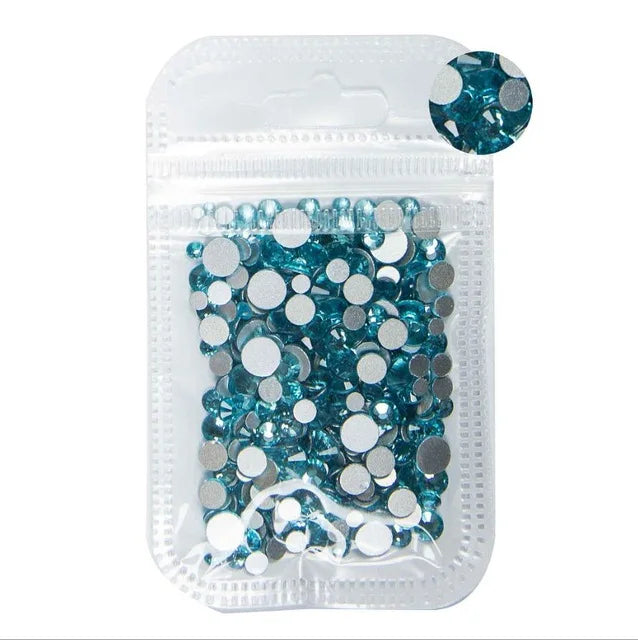 5Gram Mix Sizes Blue/Green/Pink/White Opal Nail Art Rhinestones Decoration,Glass Crystal flatback non hotfix Nail Rhinestones