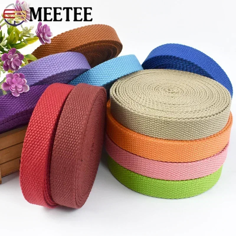 8M 20/25/32/38mm 2mm Thick Webbing Tapes Polyester Cotton Canvas Bag Webbings Ribbon for Backpack Strap Belt Band Garment Craft